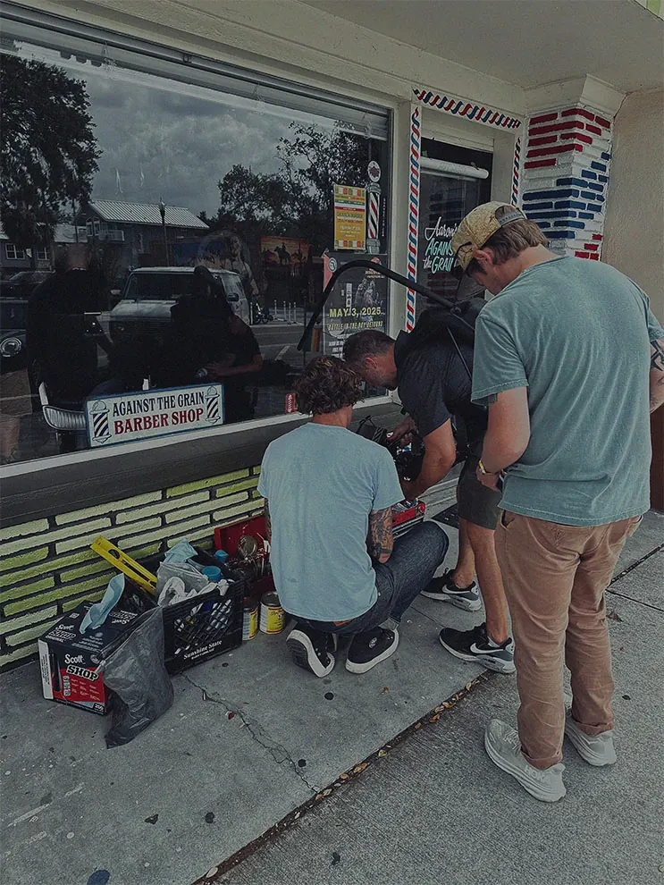 Behind-the-scenes of hand-painted signage brand video in St. Pete, FL