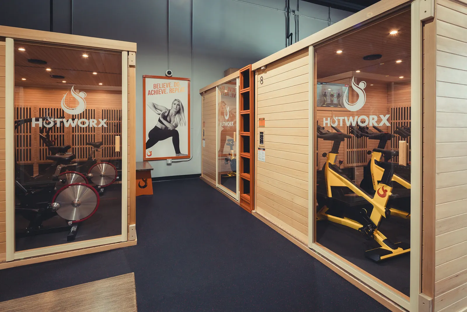 HotWorx infrared sauna studios with exercise bikes