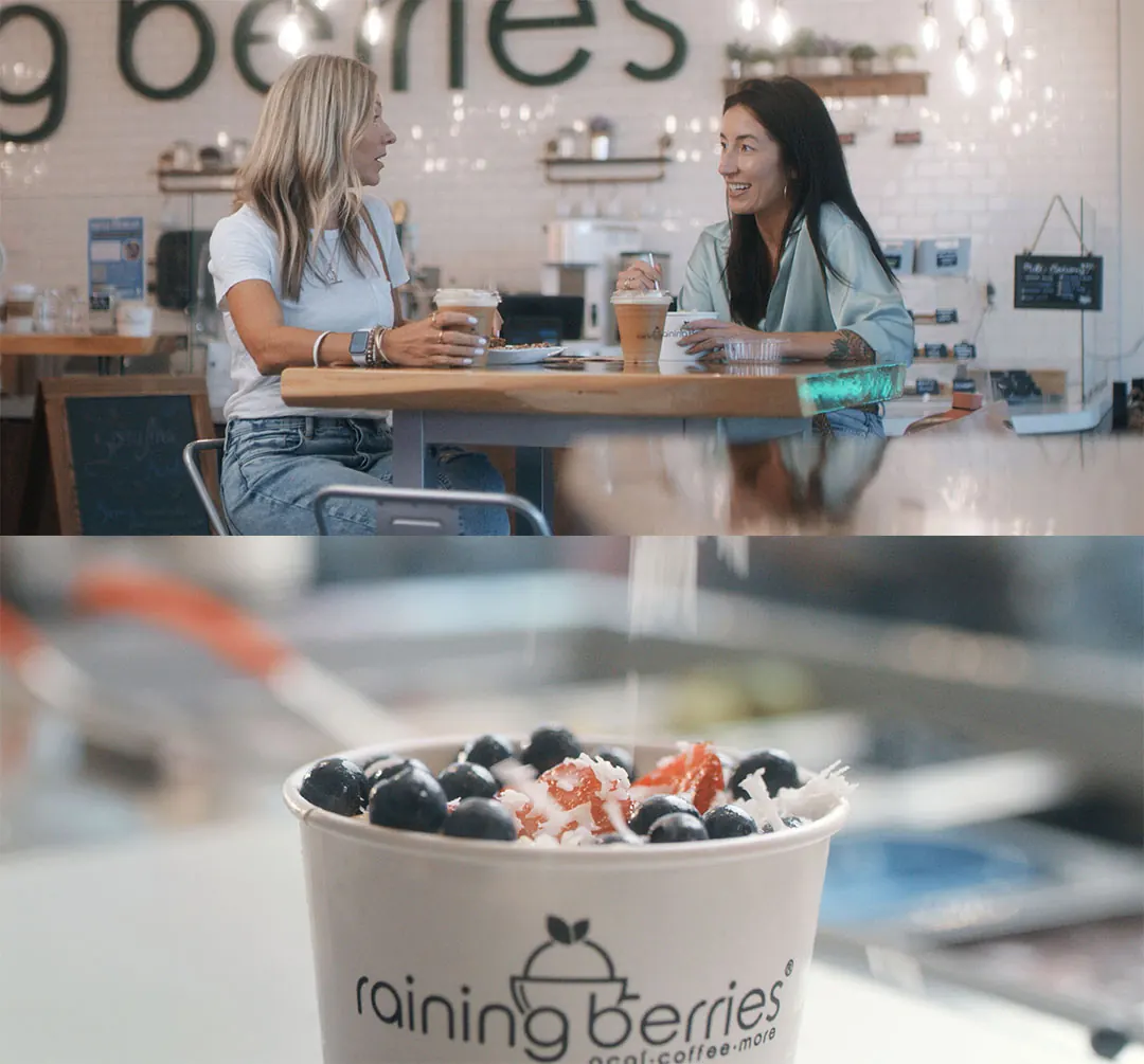 People enjoying raining berries for brunch