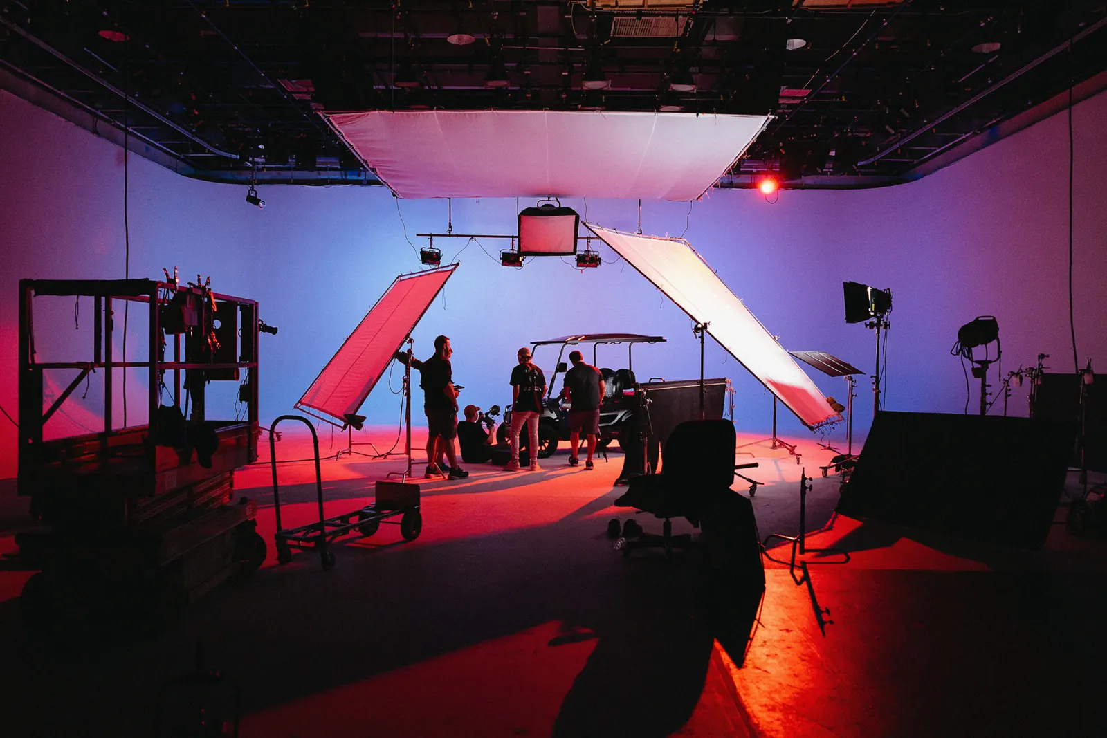 Video production set with crew and lighting in St. Petersburg FL